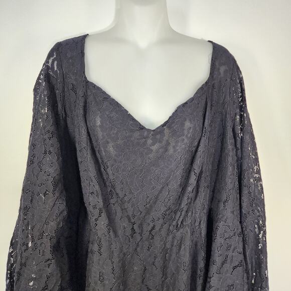 Torrid Top Womens Size 4X Black Peplum Lace Puff Blouson Sleeve Sweetheart Neck - Picture 3 of 16
